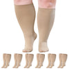 Compression Socks for Women, AMITOFO Wide Calf 6 Pairs Men Women Circulation 20-30mmHg Plus Size Knee High Support Stockings | Circulation | Nurses | Running | Travel