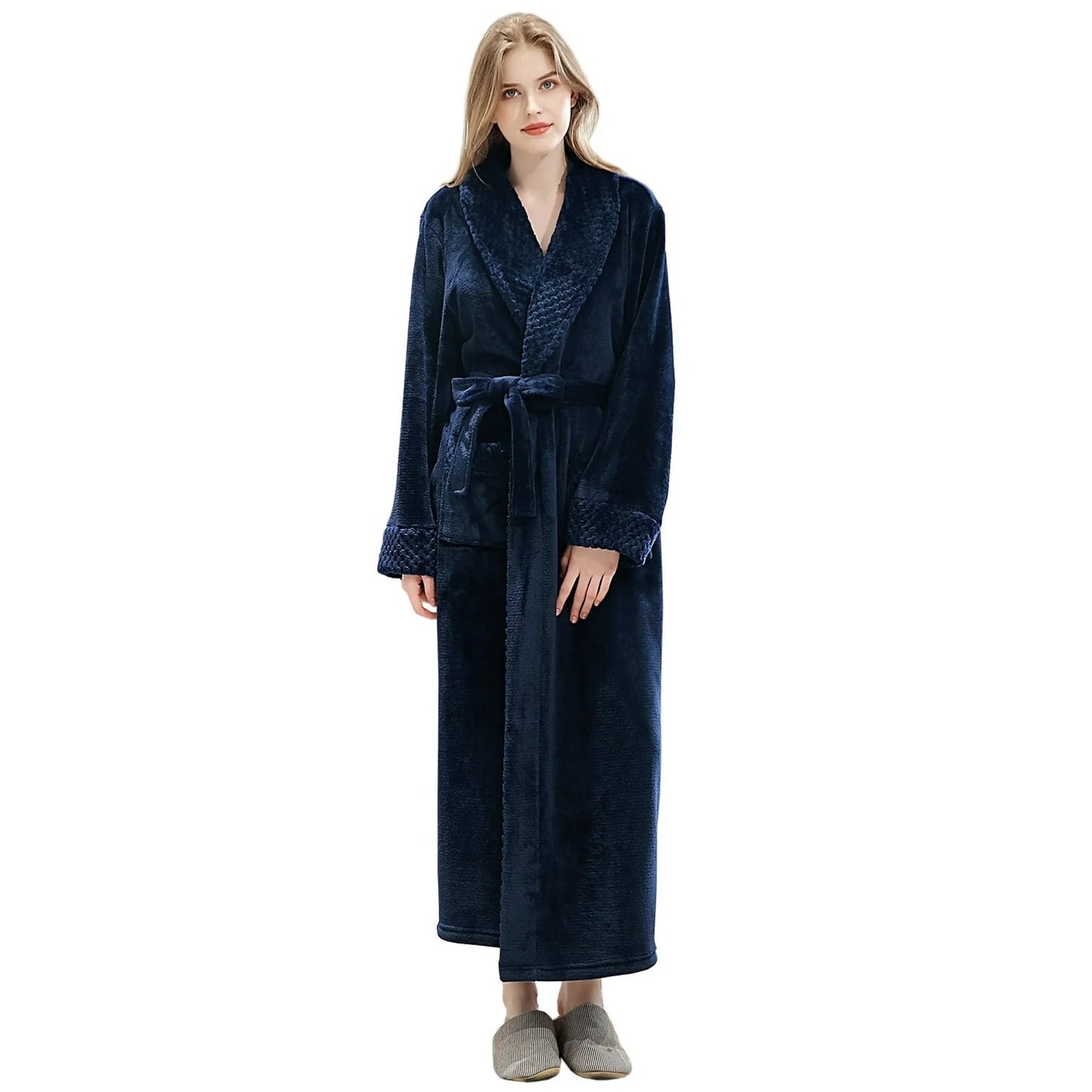 Plush Robes for Women Soft Warm Fleece Bathrobe Ladies Long Comfy Spa Bath Robe Housecoat