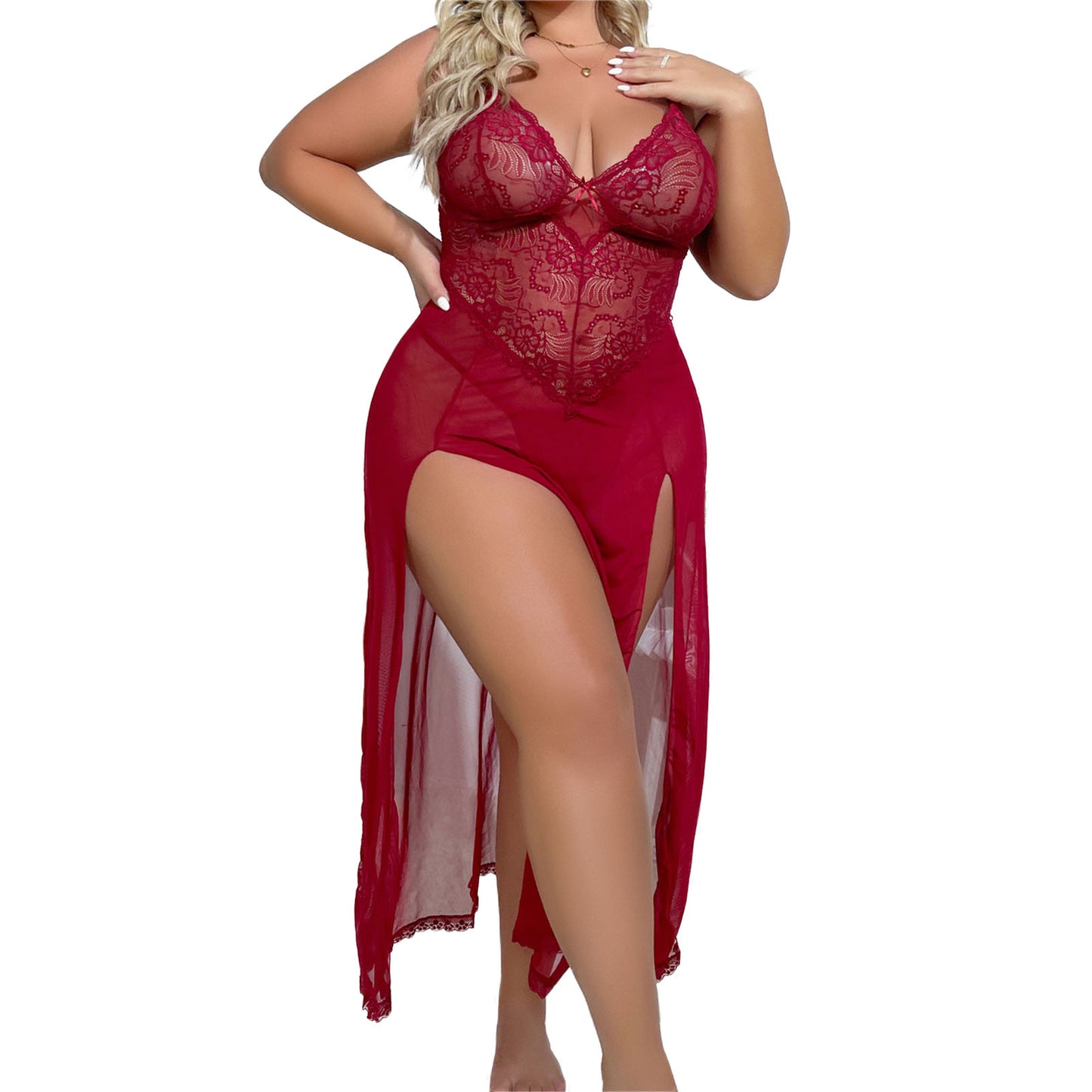 Lingerie for Women Plus Size, AMITOFO Babydoll Womens Lingerie Set, Sleeveless Chemise Nightwear Size in XL 2XL 3XL 4XL, Black