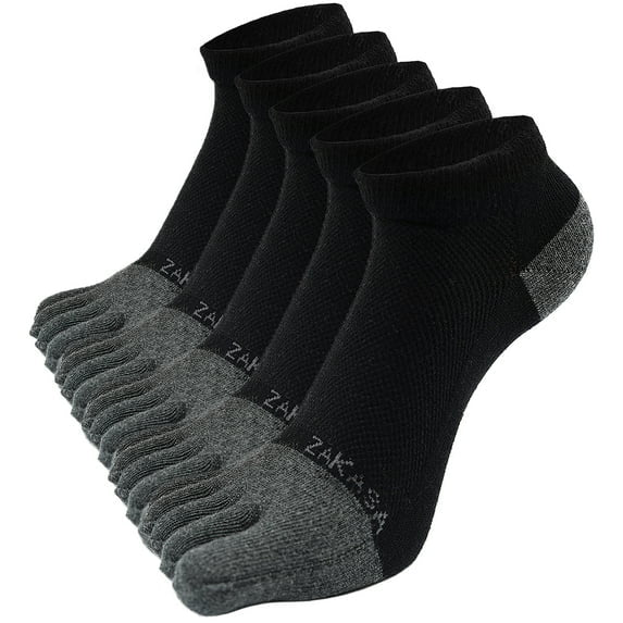AMITOFO Toe Socks for Men Athletic Running Ankle Socks Breathable Mesh Low Cut Barefoot Five Finger Toe Socks, 5 Pairs