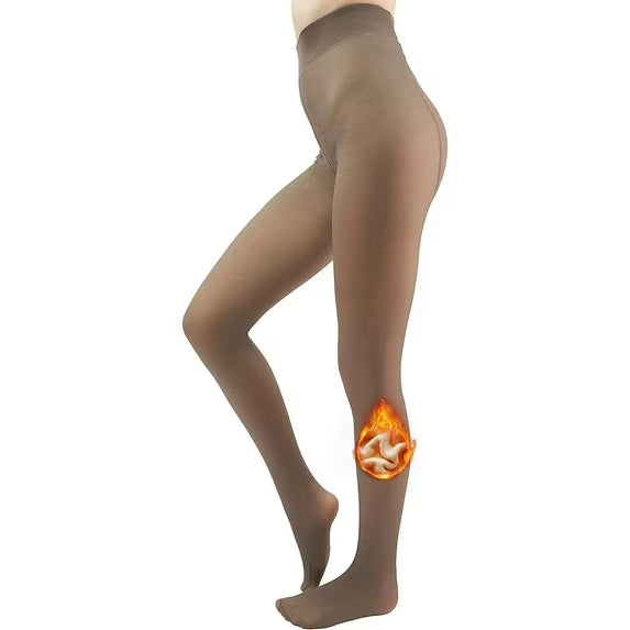 Fleece Lined Tights for Women Plus Size Sheer Pantyhose Fake Translucent Thick Leggings Opaque Tights High Waisted Winter Warm Thermal Stocking