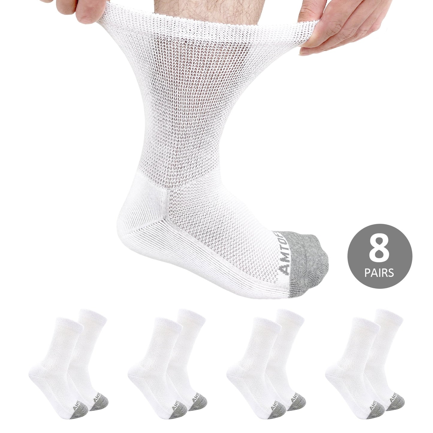 Diabetic Socks for Men Women, Extra Wide Diabetic Ankle Socks Cotton Non Binding Loose Top Neuropathy Socks, 8 Pairs