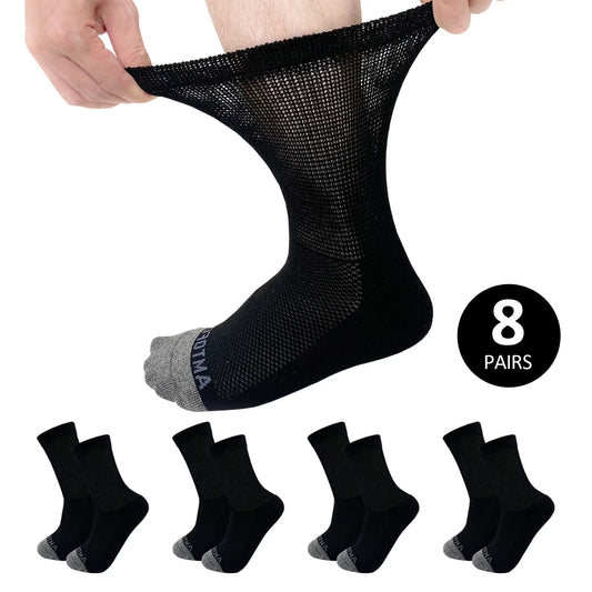 Diabetic Socks for Men Women, Extra Wide Diabetic Ankle Socks Cotton Non Binding Loose Top Neuropathy Socks, 8 Pairs