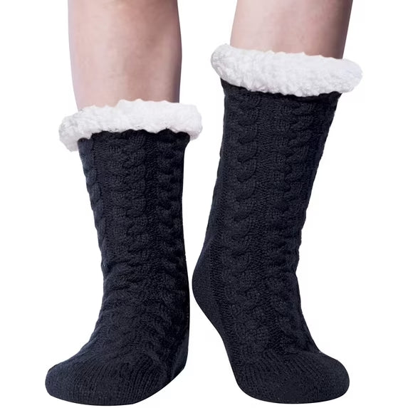 Sherpa Slipper Socks for Women with Grip Non Slip Fuzzy Fluffy Winter Cozy Cabin Warm Fleece Soft Home Socks
