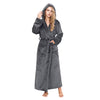 Women's Hooded Plush Robe – Soft Warm Fleece Long Bathrobe, Cozy Spa Housecoat with Pockets