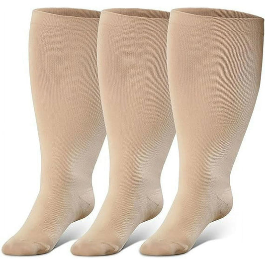 Wide Calf Compression Socks for Women & Men Circulation 20-30mmHg Plus Size Knee High Support Stockings for Medical | Circulation | Nurses | Running | Travel