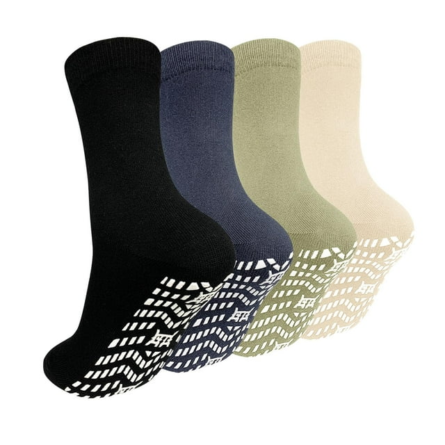 Non Slip Grip Socks - Ideal for Yoga, Pilates, Hospital Use - Men & Women's Crew Sticky Gripper Socks