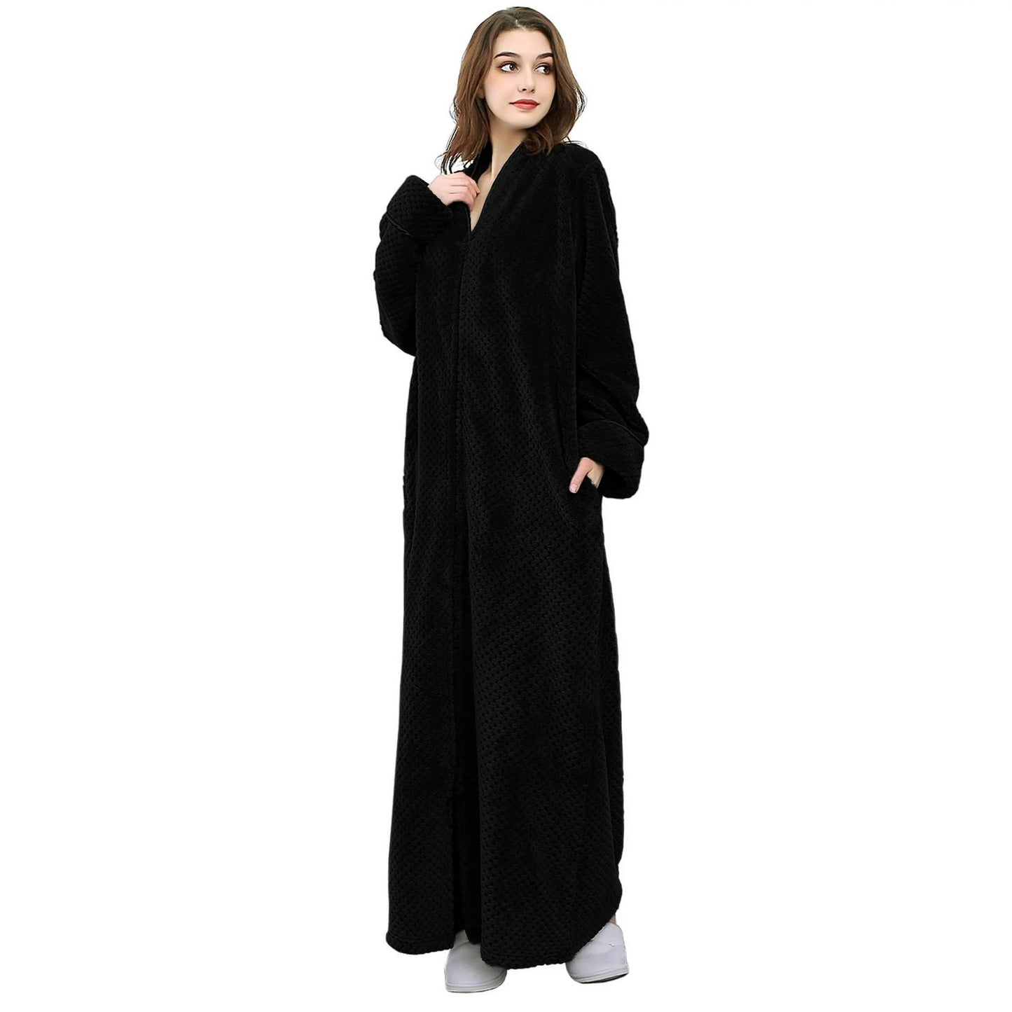 ZFSOCK Zip Up Style Dressing Gown Bathrobe Unisex For Men and Women Maternity Robe Wedding Winter Robe Luxury Brand Quality Bathrobe