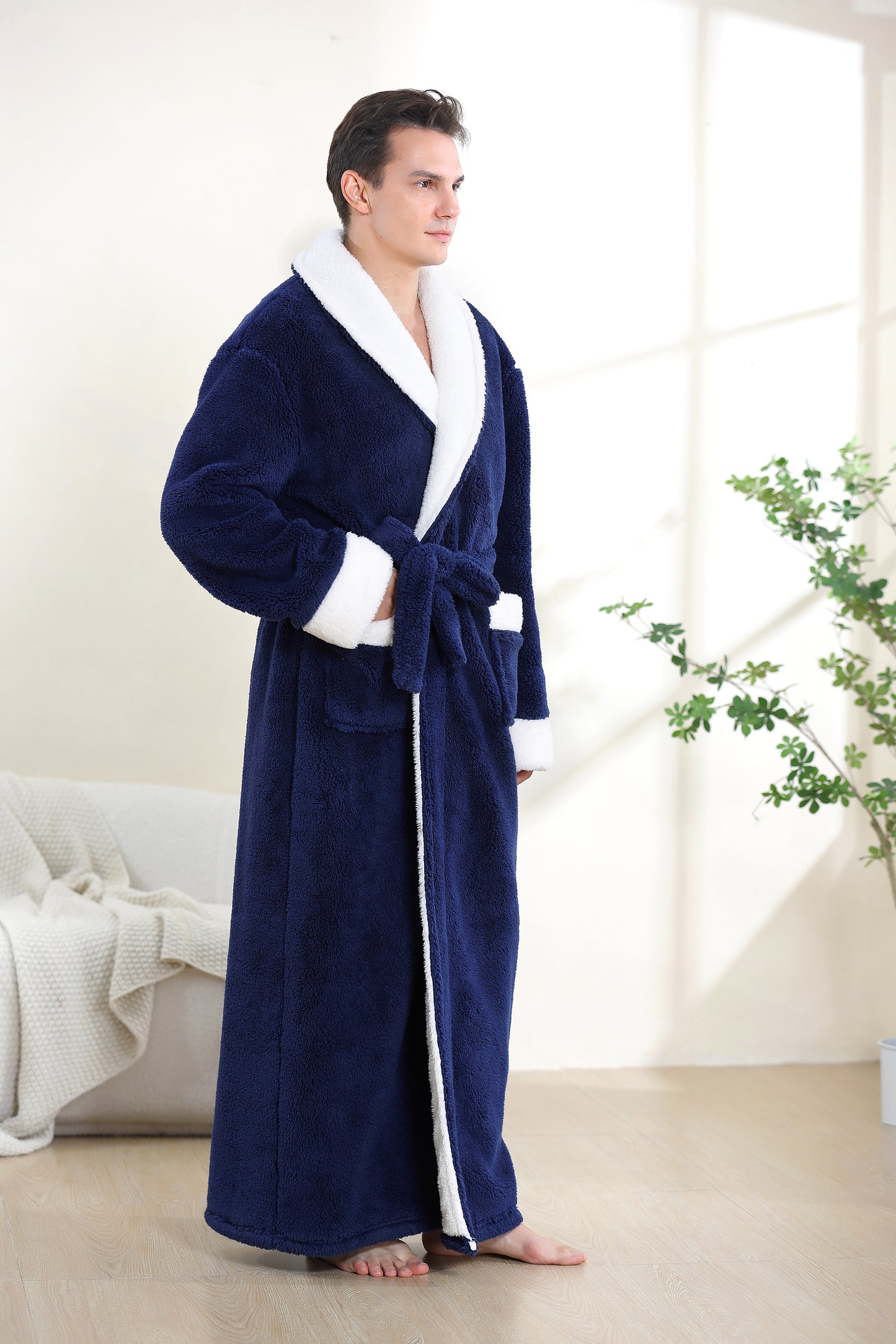 Mens Robe: AMITOFO Cozy Warm Soft Plush Fleece Robes for Men Long Length - Thick Winter Spa Bathrobe for Men Gifts with Pocket