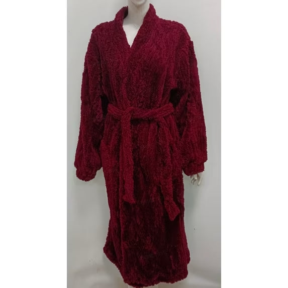 Long Robes for Women, Soft Fluffy Fleece Bath Robe with Front Pocket, Winter Warm Plush Lapel Women's Robes, Adjustable Belt