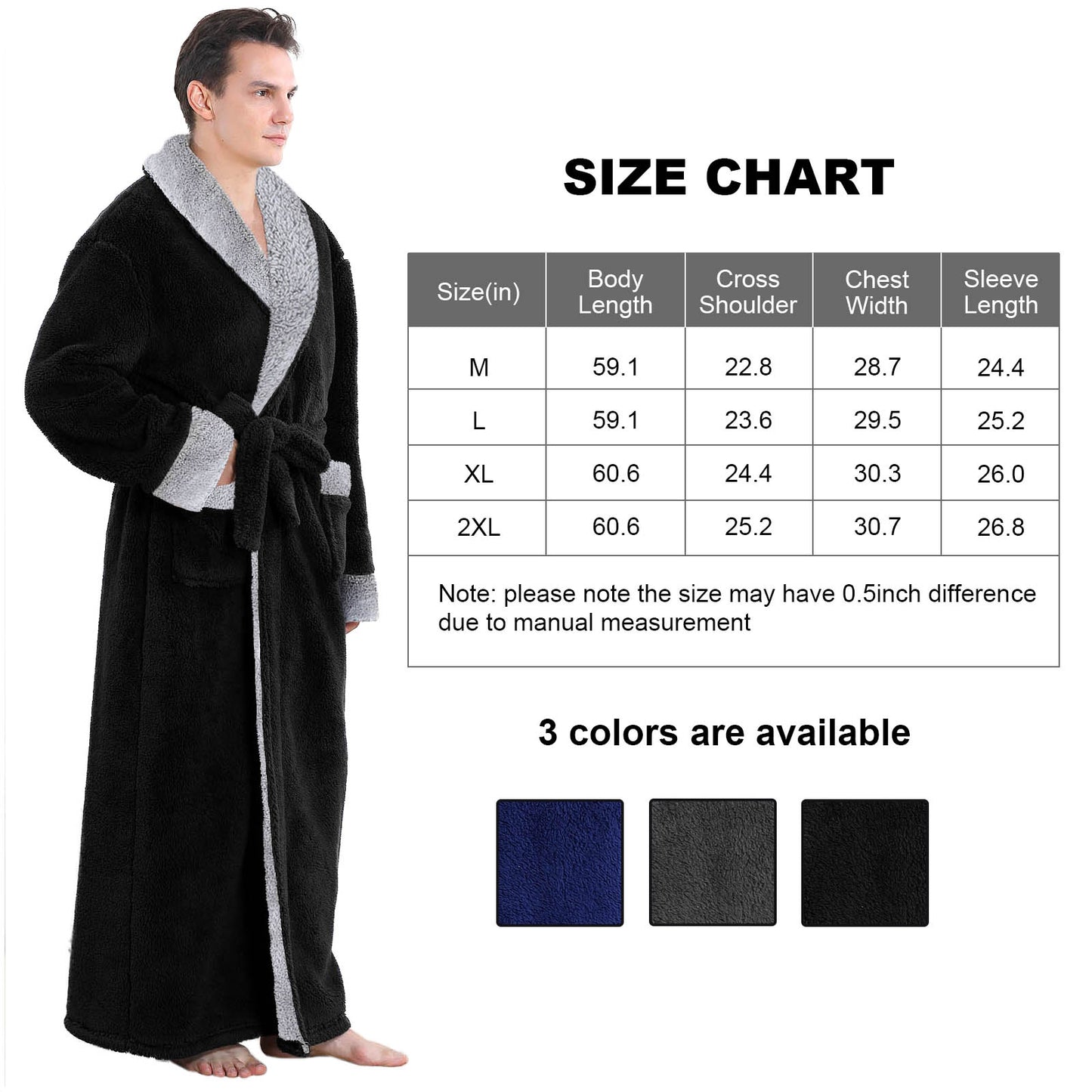 Mens Robe: AMITOFO Cozy Warm Soft Plush Fleece Robes for Men Long Length - Thick Winter Spa Bathrobe for Men Gifts with Pocket