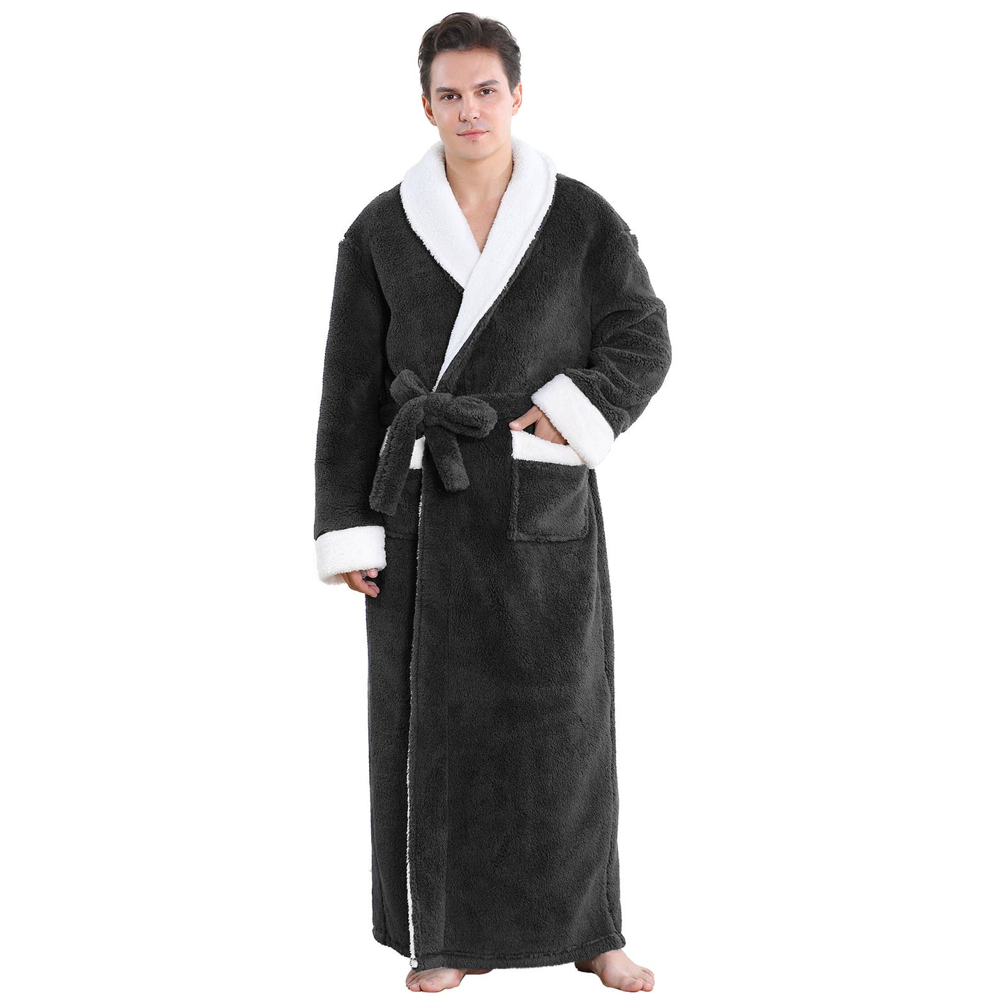 Mens Robe: AMITOFO Cozy Warm Soft Plush Fleece Robes for Men Long Length - Thick Winter Spa Bathrobe for Men Gifts with Pocket