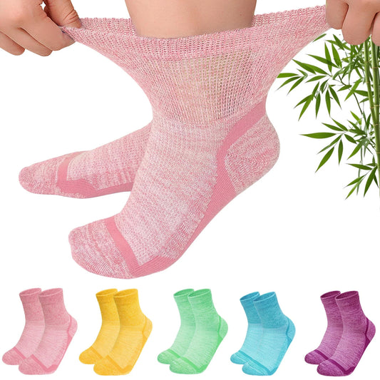 AMITOFO Bamboo Viscose Diabetic Socks for Women & Men, Wide Calf Socks with Non-Binding Loose Top,5 Pairs Diabetics Neuropathy Socks