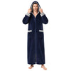 Mens Zip Up Hooded Plush Robe, 300 GSM Coral Fleece Full Length Robes for Men with Pockets, Soft Warm Thick Fluffy Winter Housecoat Sleepwear for Big and Tall