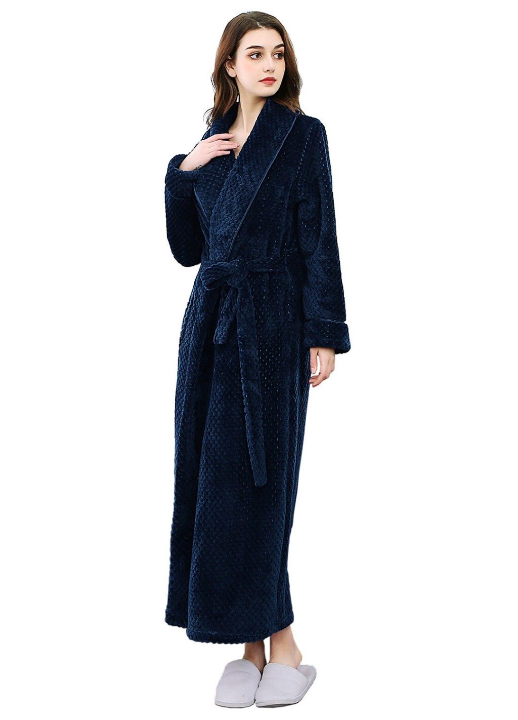 dark blue dressing gown Blue and White Striped Dress Shirt main image 1
