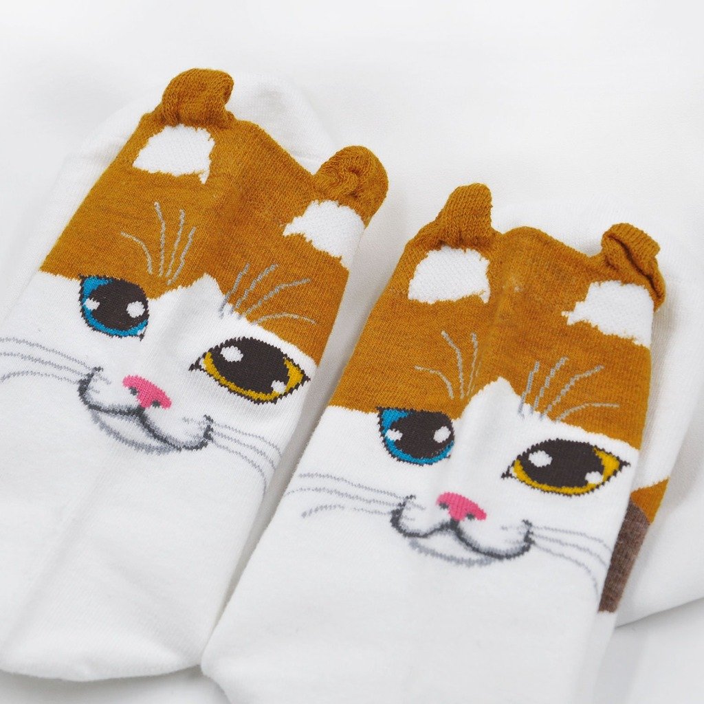 orange cat face gym socks