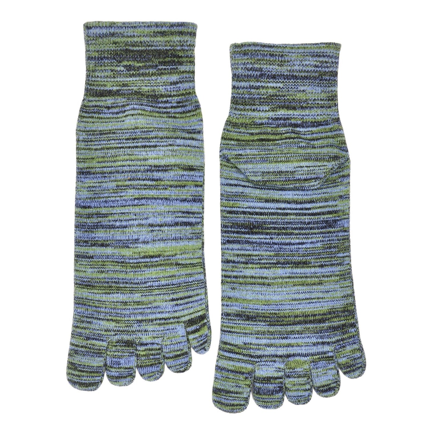 green 5 finger crew socks for men