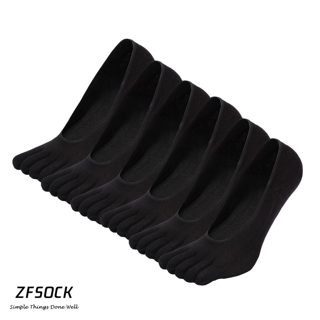 ZFSOCK Classic Plain Design 5 Finger No show Socks for Women, 6 Pairs