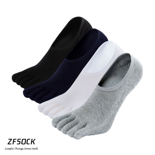 ZFSOCK Anti Slip Classic Neutral Colors 5 Finger Toe Socks for Men, 4 Pairs