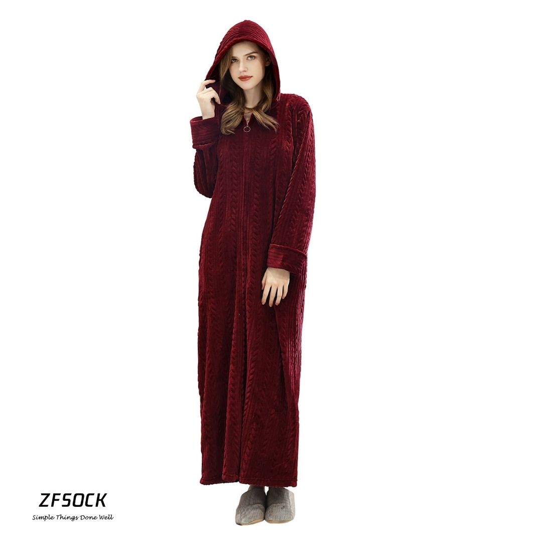 ZFSOCK Light Grey Hooded Flannel Zip Up Dressing Gown Bathrobe For Men and Women Luxury Bathrobe Quality Wedding Sleepwear Robe ZFSOCK Light Grey Hooded Flannel Zip Up Dressing Gown Bathrobe For Men and Women Luxury Bathrobe Quality Wedding Sleepwear Robe