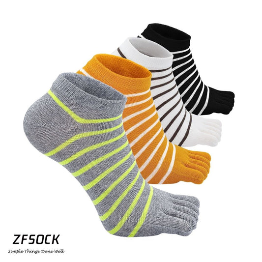 ZFSOCK 5 Finger Cute Stripes Design Toe Socks for Women Gift Ideas for Women, 4 Pairs