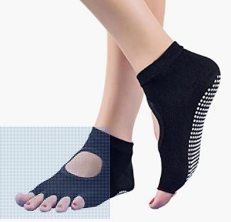Women Pilates Yoga Socks: Non Slip Toeless Pilates Socks Ladies Ballet Socks with Toe Cotton Socks with Grip for Dance Fitness,Size 3-8, 4 Pack
