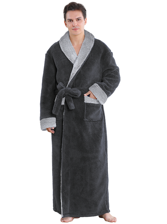 Mens Robe: Cozy Warm Soft Plush Fleece Robes for Men Long Length - Thick Winter Spa Bathrobe for Men Gifts with Pocket