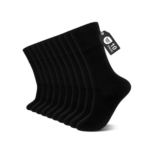 Mens Dress Socks, AMITOFO Crew Socks for Men – Non-Binding Breathable Sock Top Seamless Toe Reinforced Heel & Toe, Comfortable Mid-Calf Business Socks for All-Day Wear, Black 10 Pack