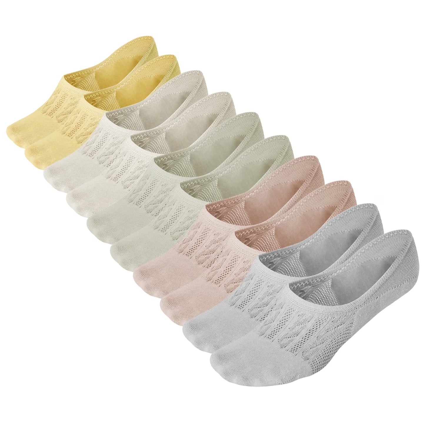 AMITOFO Plain Neutral Colors Cotton No-Show Socks for Women
