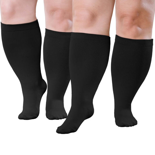 Wide Calf Compression Socks for Women Men AMITOFO Circulation 20-30mmHg Plus Size Knee High Support Stockings for Medical | Circulation | Nurses | Running | Travel