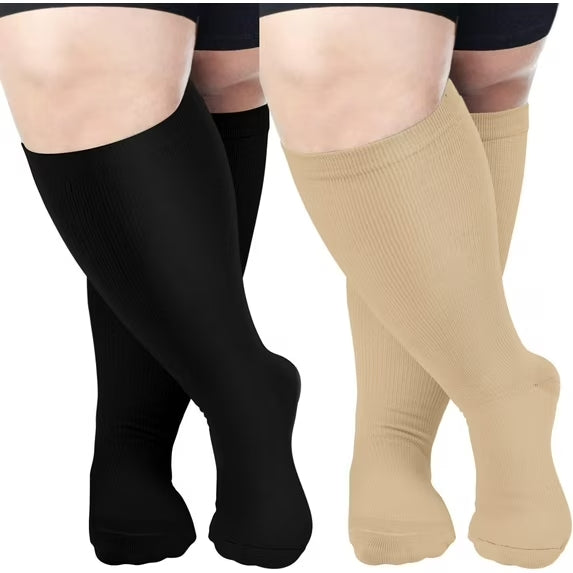 Wide Calf Compression Socks for Women Men AMITOFO Circulation 20-30mmHg Plus Size Knee High Support Stockings for Medical | Circulation | Nurses | Running | Travel