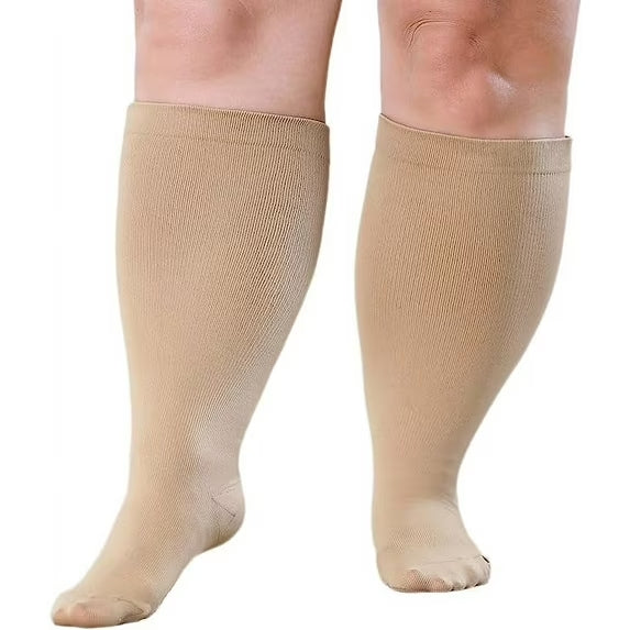 Wide Calf Compression Socks for Women Men AMITOFO Circulation 20-30mmHg Plus Size Knee High Support Stockings for Medical | Circulation | Nurses | Running | Travel
