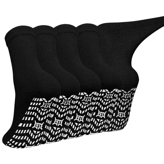 AMITOFO Women's Non-Slip Grip Socks,Non Slip Socks with Rubber Gripper Bottom,Ideal for Yoga, Pilates,Hospital Use,5-Pair Gripper socks