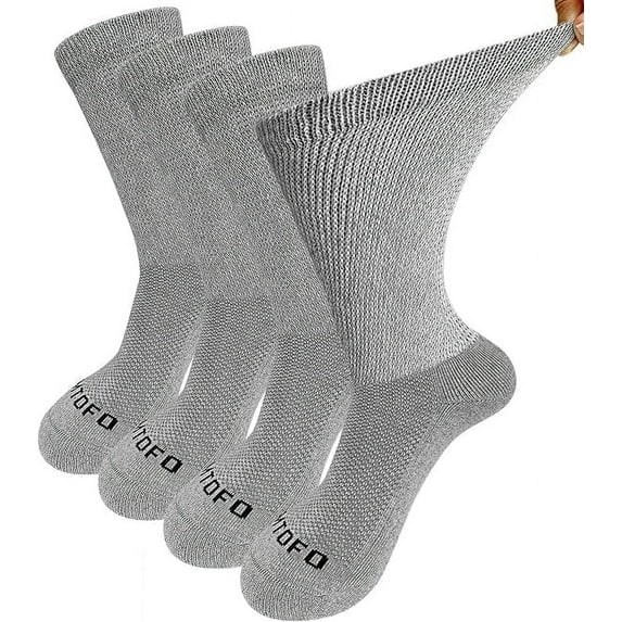 Diabetic Socks for Women, Extra Wide Diabetic Ankle Socks Cotton Non Binding Loose Top Neuropathy Socks, 4 Pairs
