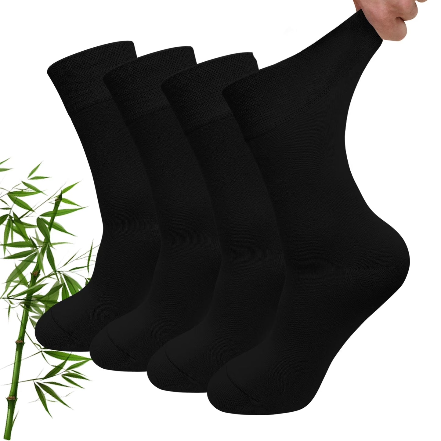 Mens Bamboo Viscose Socks - 4 Pairs Seamless Soft Bamboo Viscose Socks for Men, Breathable & Moisture-Wicking, Ideal for Diabetes and Everyday Comfort