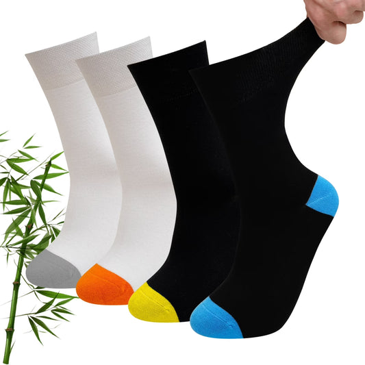 Mens Bamboo Viscose Socks - 4 Pairs Seamless Soft Bamboo Viscose Socks for Men, Breathable & Moisture-Wicking, Ideal for Diabetes and Everyday Comfort