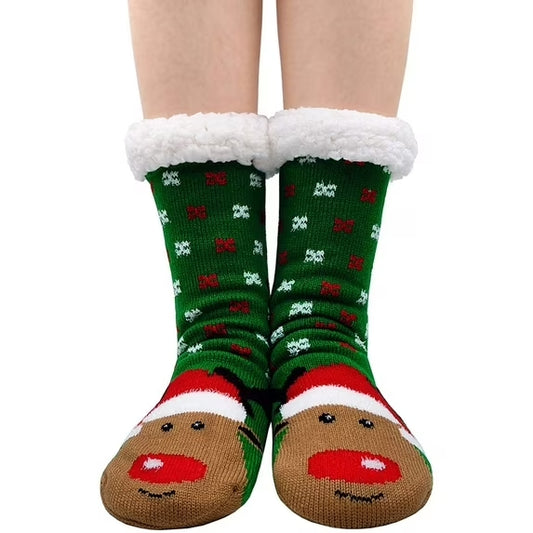Slipper Socks for Women Winter Warm Fuzzy Sherpa Socks Non Slip Grips Cartoon Animals Fluffy Floor Socks Womens Girls Xmas Gift