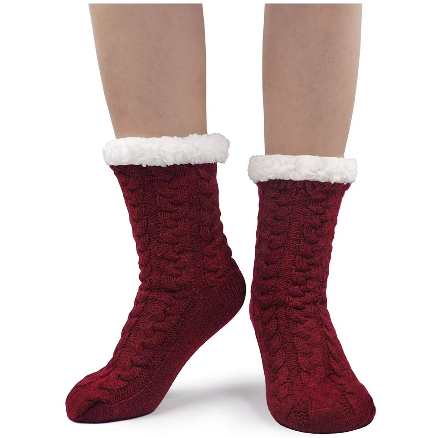 Sherpa Slipper Socks for Women with Grip Non Slip Fuzzy Fluffy Winter Cozy Cabin Warm Fleece Soft Home Socks