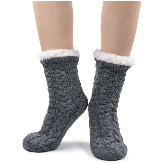 Sherpa Slipper Socks for Women with Grip Non Slip Fuzzy Fluffy Winter Cozy Cabin Warm Fleece Soft Home Socks