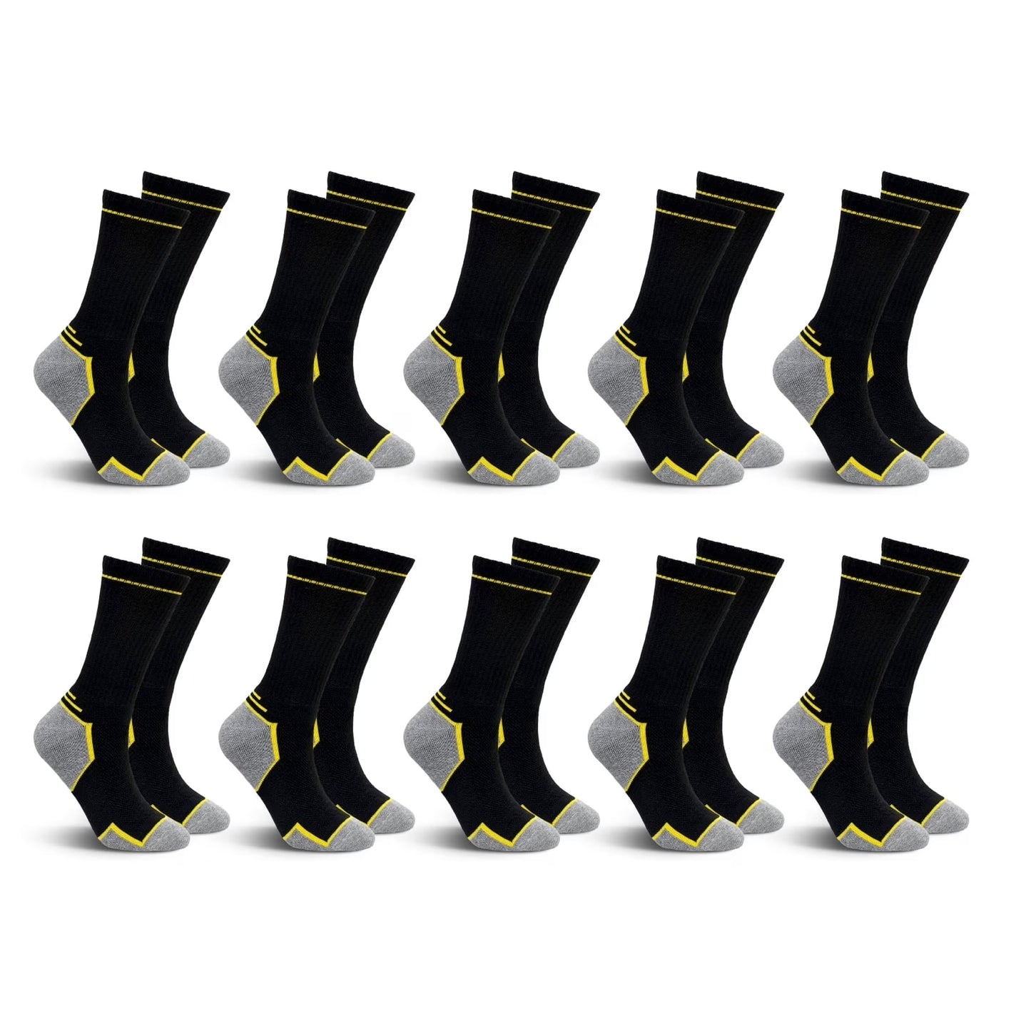 Mens Work Sock, AMITOFO Thick Durable Boot Socks for Men Breathable Seamless Toe Mens Outdoor Work Socks for All-Season Wear Black 10-Pack