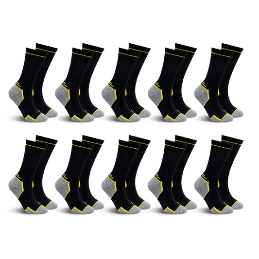 Mens Work Sock, AMITOFO Thick Durable Boot Socks for Men Breathable Seamless Toe Mens Outdoor Work Socks for All-Season Wear Black 10-Pack