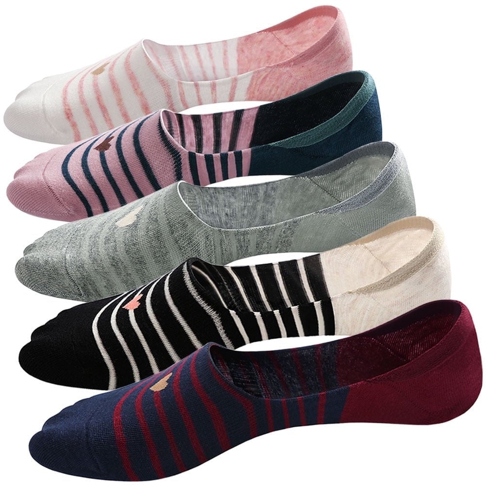 AMITOFO Plain Neutral Colors Cotton No-Show Socks for Women