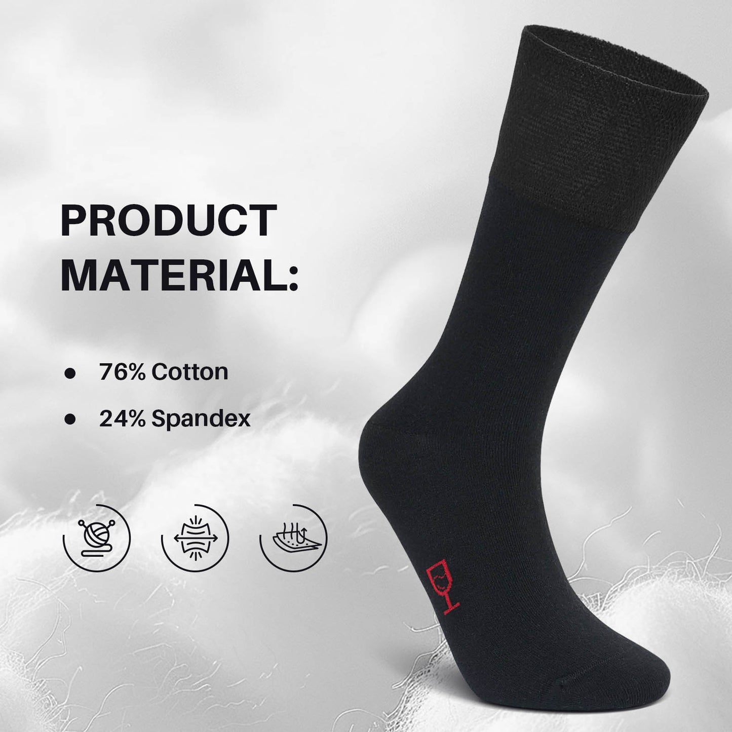 Mens Dress Socks, AMITOFO Cotton Breathable Pattern Socks with Non-Binding Loose Top, Classic Mid Calf Socks for Office and Business Wear, 6 Pairs