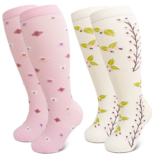 AMITOFO Plus Size Compression Socks for Women & Men Circulation (2 Pairs) – Graduated Support Socks for Running and Athletic Sports