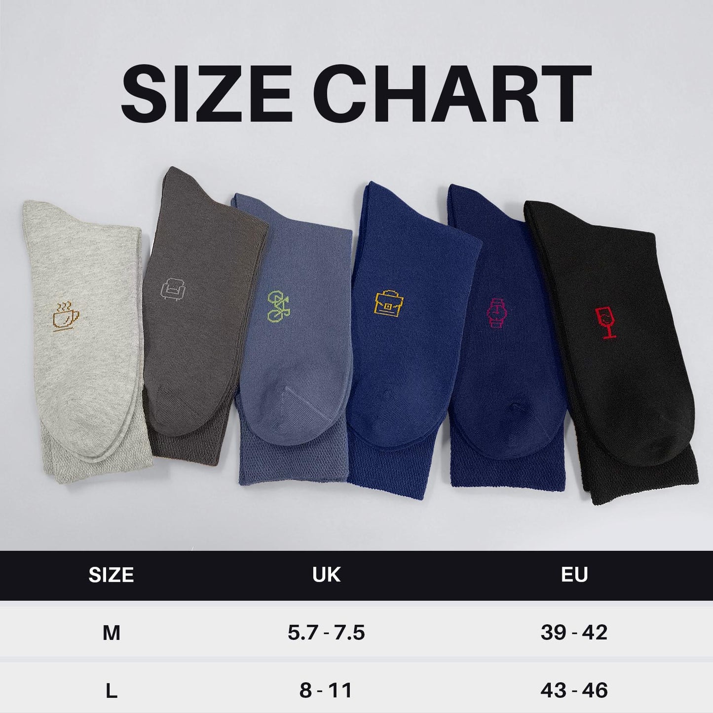 Mens Dress Socks, AMITOFO Cotton Breathable Pattern Socks with Non-Binding Loose Top, Classic Mid Calf Socks for Office and Business Wear, 6 Pairs