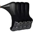 AMITOFO Non-Binding Diabetic Socks with Anti-Slip Grips, 4 Pairs Loose Fit Cotton Crew Socks for Men and Women, gComfort and Safe Gripper Socks for Elderly