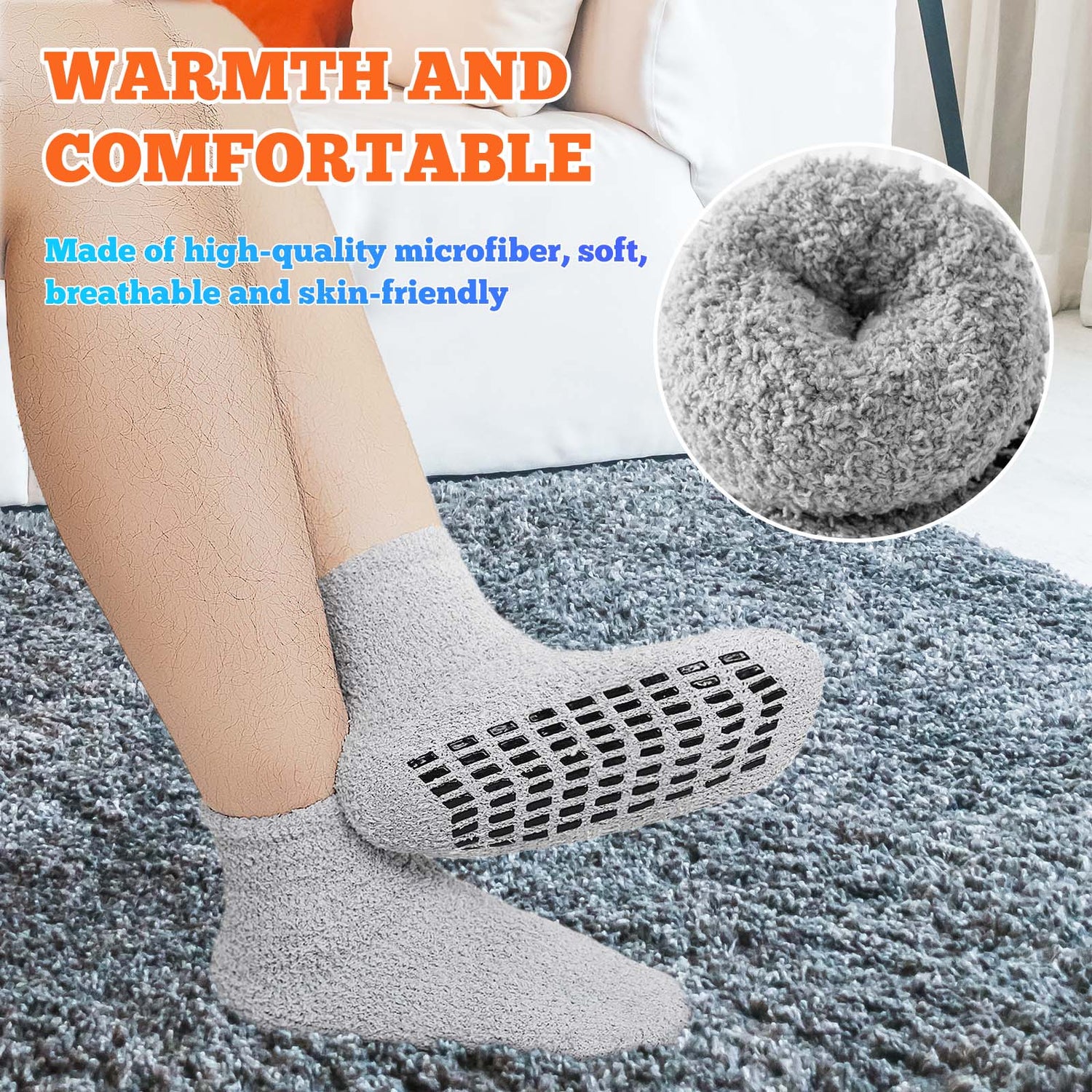 3-10 Pairs Men's Soft Fuzzy Non-Slip Socks – Cozy Mid-Calf House Slipper Socks