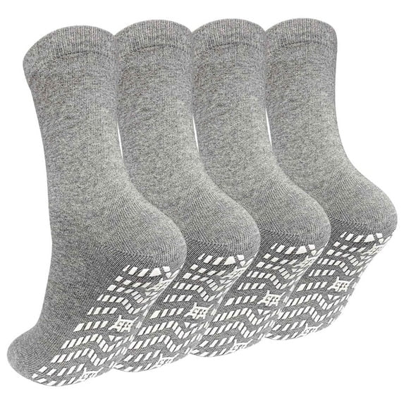 ZFSOCK 5 Pairs Non Slip Grip Socks - Non Skid Socks Ideal for Yoga, Pilates, Hospital Use - Men & Women's Crew Sticky Gripper Socks (Size 10-13)