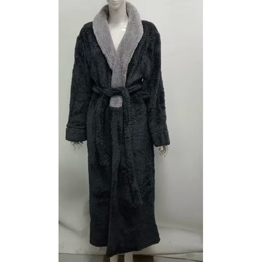 Full-Length Womens Robes, Soft Fleece V-Neck Bathrobes, Plush Long Bath Robe with Side Pocket, Winter Warm Pajamas Gift for Women