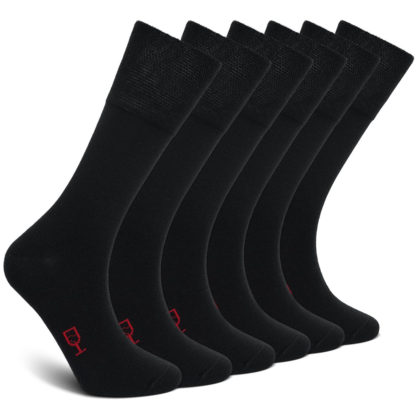 Mens Dress Socks, AMITOFO Cotton Breathable Pattern Socks with Non-Binding Loose Top, Classic Mid Calf Socks for Office and Business Wear, 6 Pairs